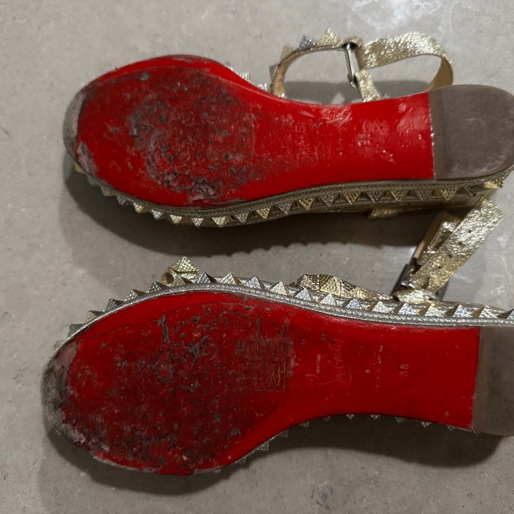 Christian Louboutin Glittering Gold Wedges - Picture 4 of 7